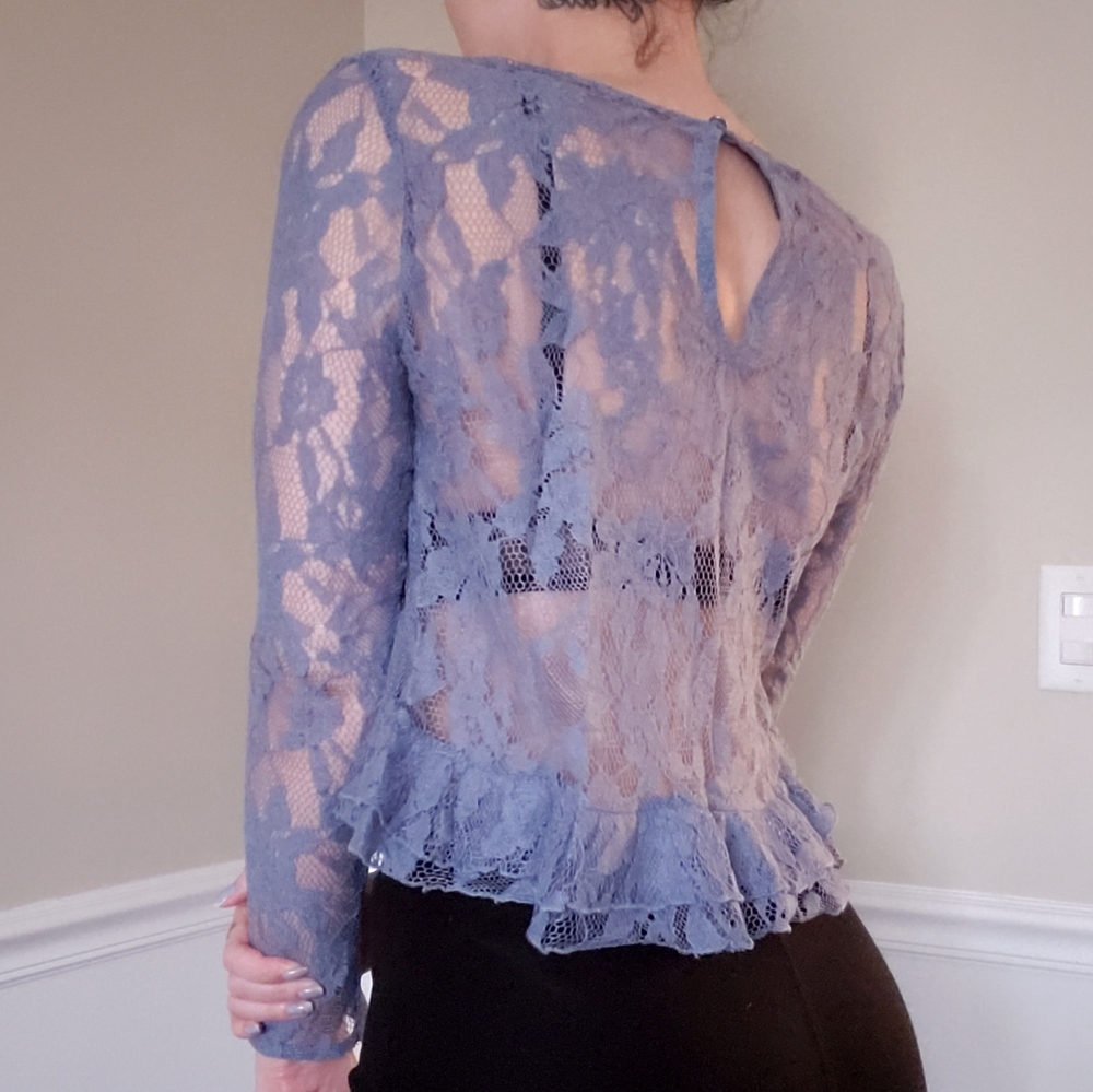 DONATED// F21 ruffle lace babydoll crop top - Picture 1 of 5